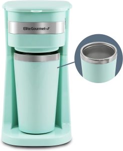 Elite Gourmet Kompakte Einzelportions-Kaffeemaschine mit Thermobecher