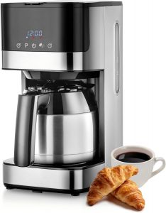 Edelstahl Kaffeemaschine mit Thermokaraffe und Timer</li>